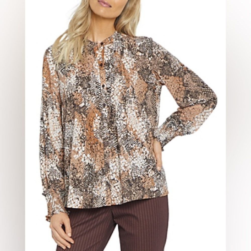 🐍 NYDJ Women’s Snakeskin Pleated Button-Down Blouse, sz XL